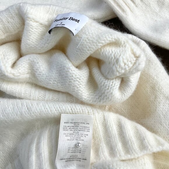 Sunday Best Sweater Turtleneck Merino Wool Blend Cropped Cream Ivory (S) Aritzia - Picture 6 of 7